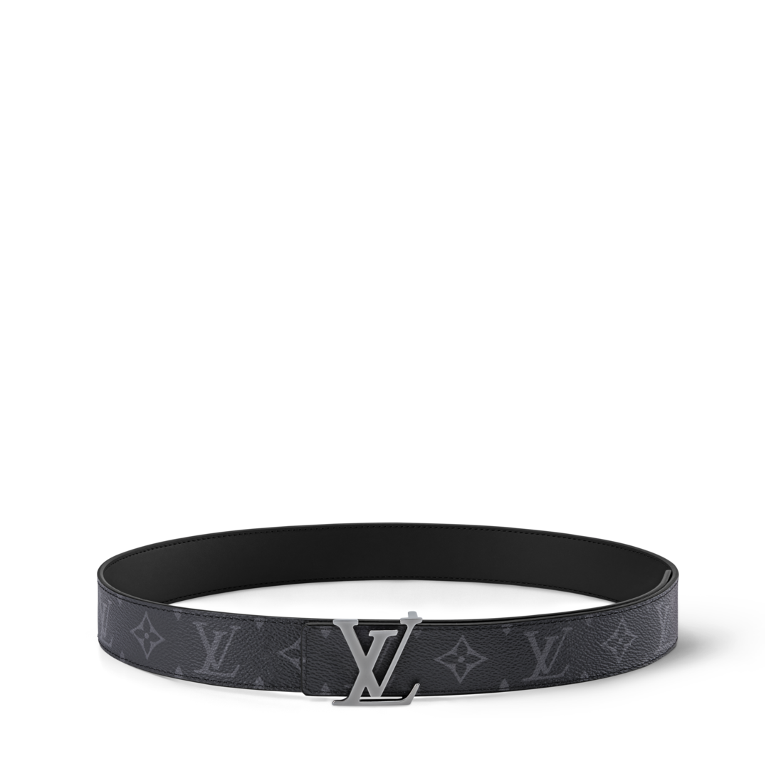 LV Initials 35MM Reversible Belt - Luxury Monogram Eclipse Canvas